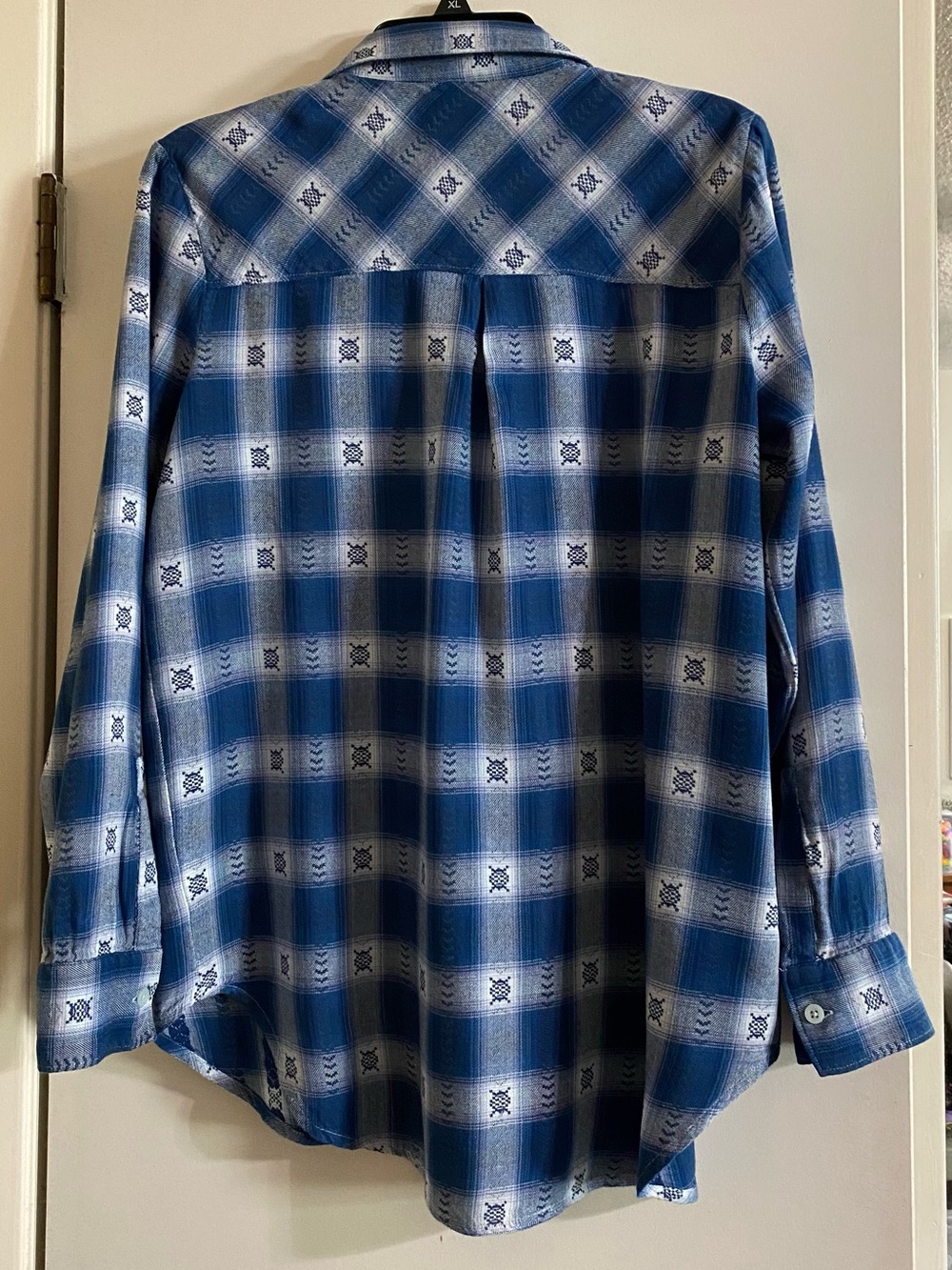 MUDD Y2K western Boho grunge, blue and white plaid shirt - Picture 3 of 13
